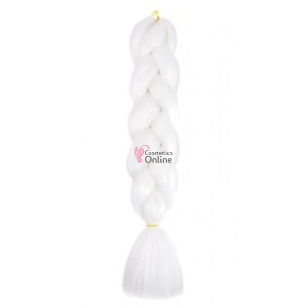 Coada de par afro impletita Premium  1 de 60 cm Alb (White) X01
